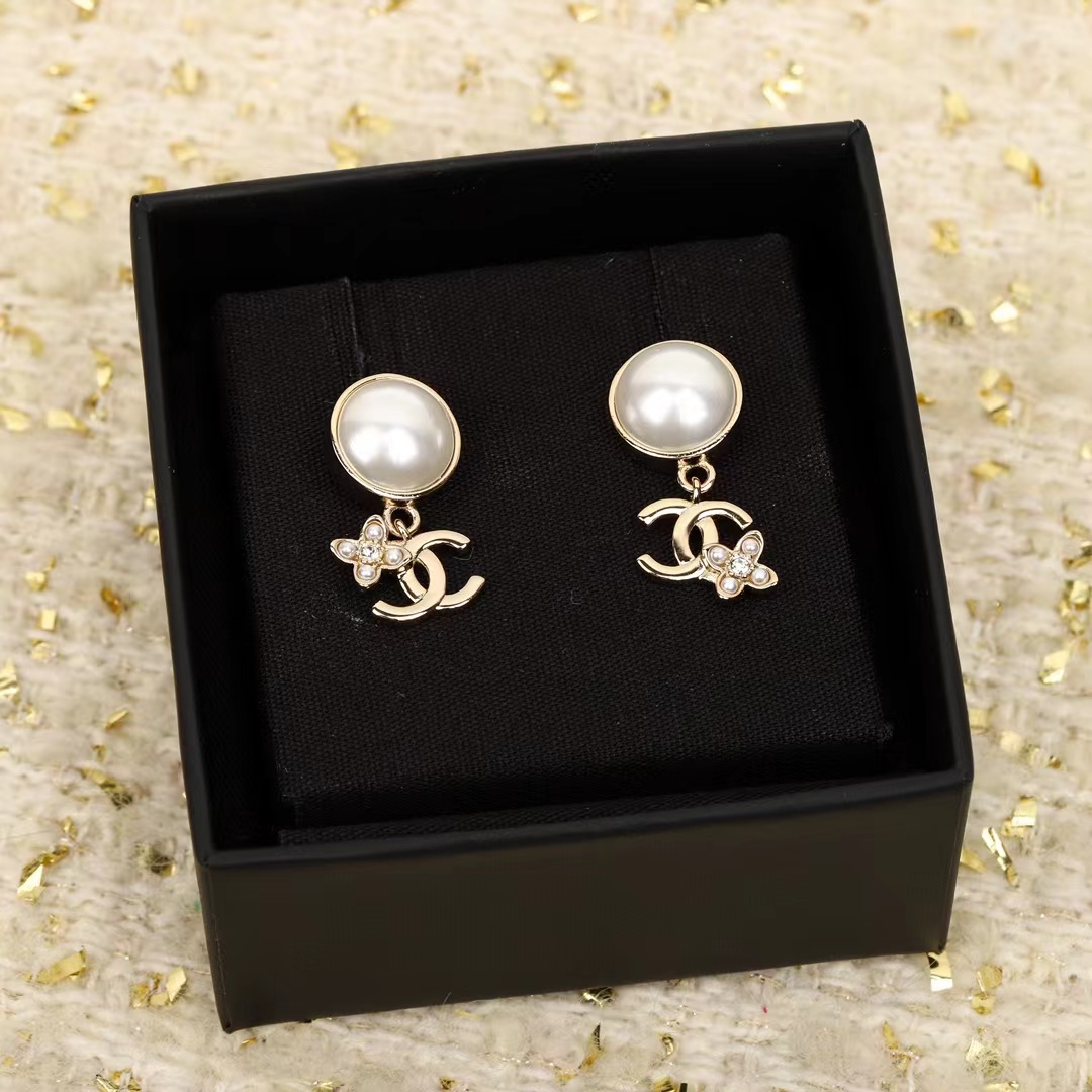 Chanel Pearl Stud Double C Dangle Earring - Image 3