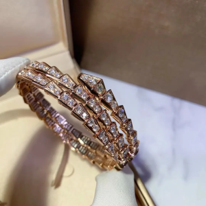 Bvlgari Serpenti Viper Bangle Bracelet - Full Diamond & Rose Gold