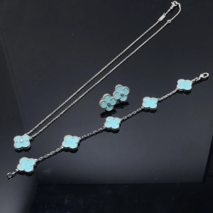 VCA Blue Turquoise Vintage Alhambra Clover Earrings Bracelet Necklace