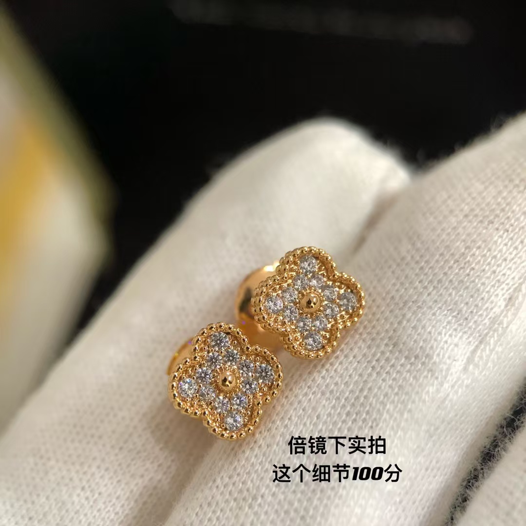VCA Full Diamond Vintage Alhambra Earrings - Image 4
