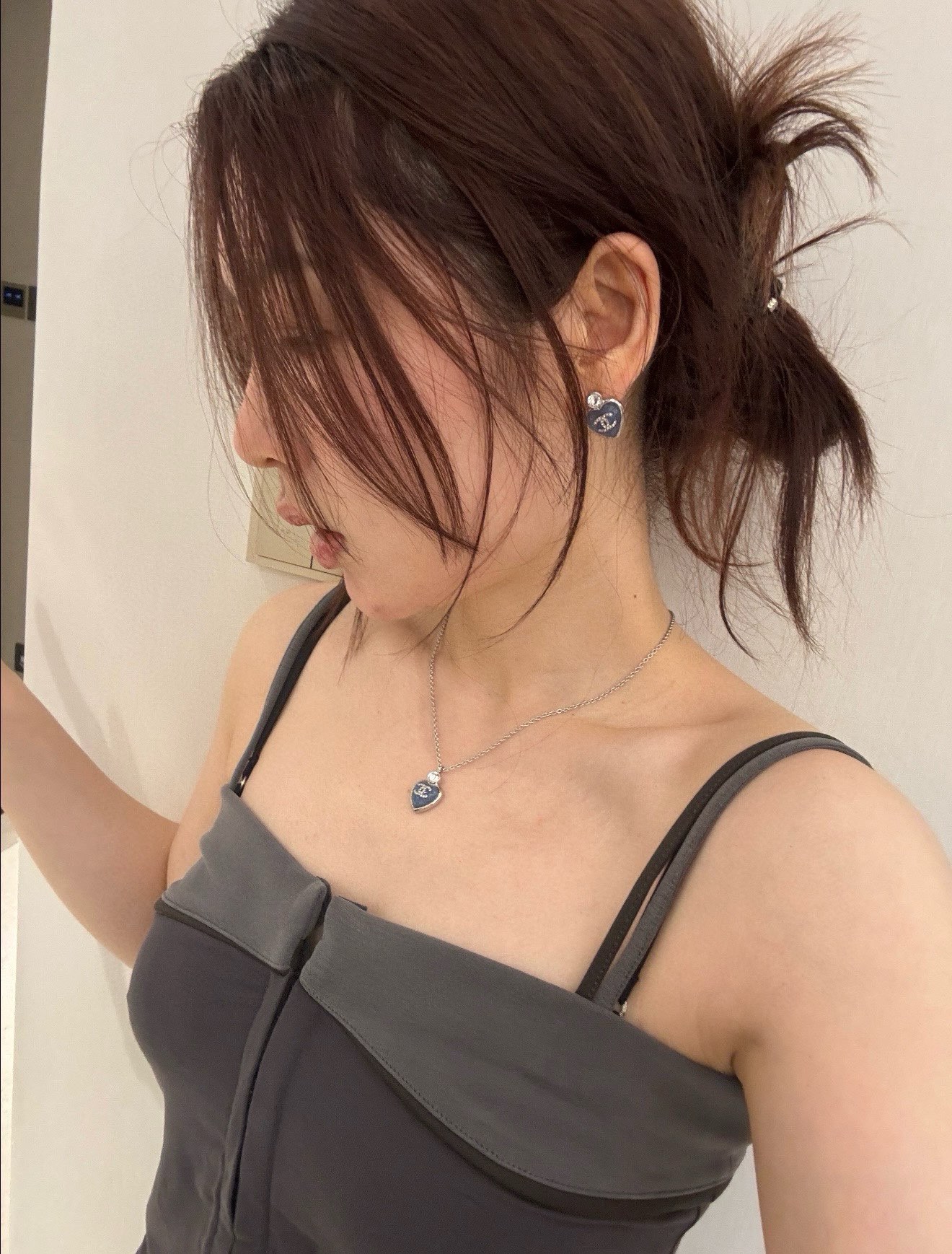 Chanel Blue Love Heart Necklace and Earrings - Image 8