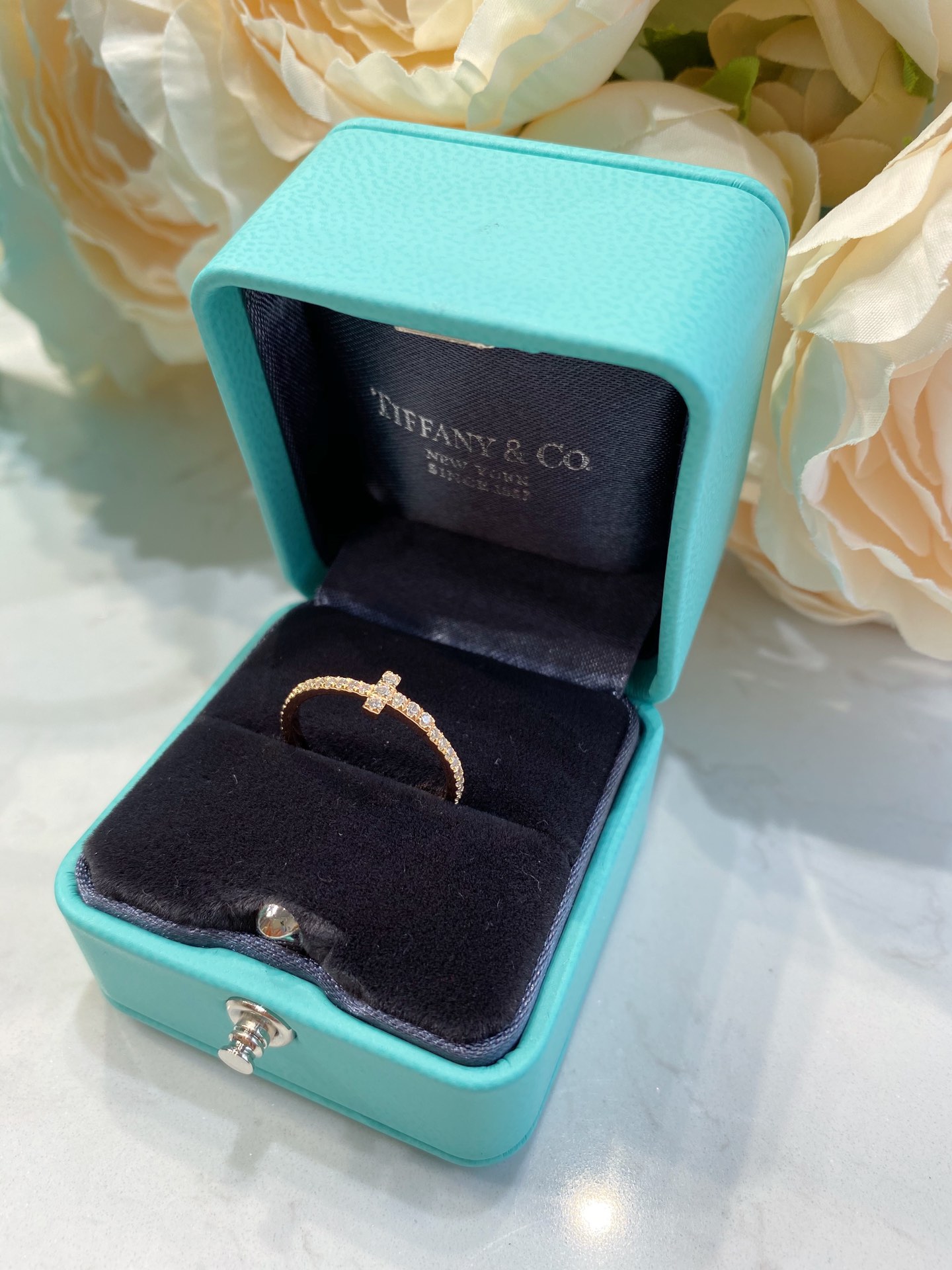 Tiffany Full Diamond Paved T Ring - Image 2