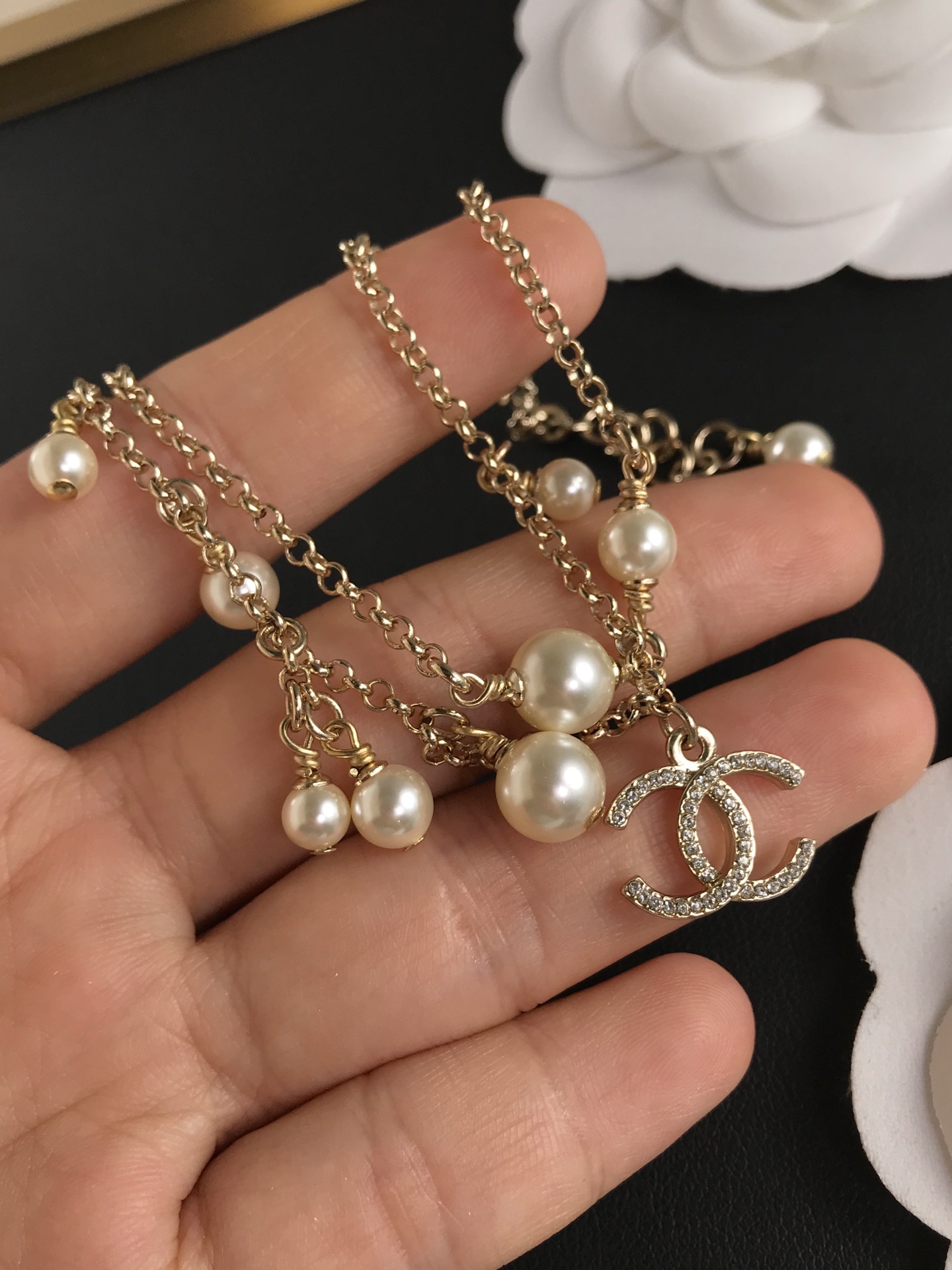 Chanel Dainty Two Layers Chain Pearl Bracelet - Image 10