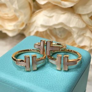Tiffany Mother of Pearl Double T Ring