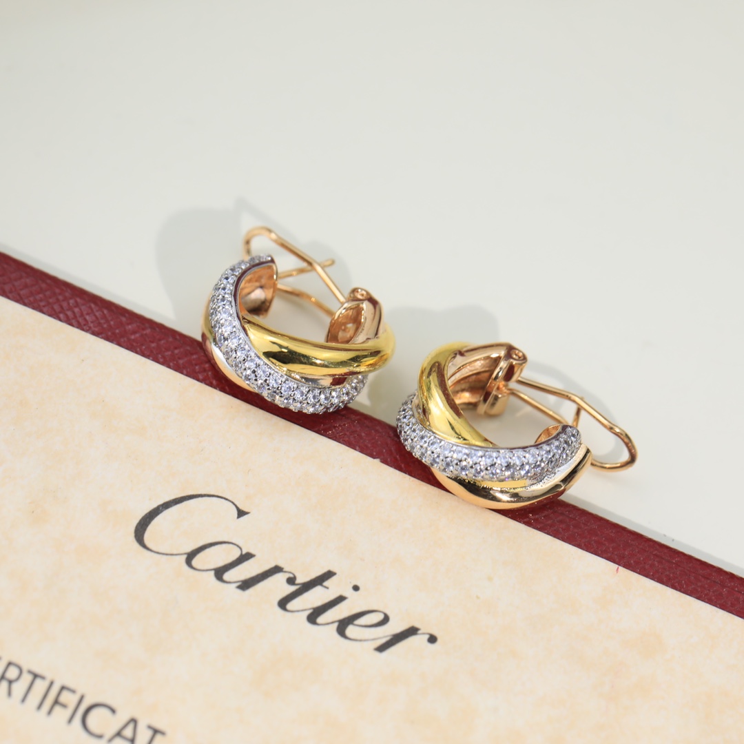 Cartier Mixed 3 Metal Color Trinity Earrings