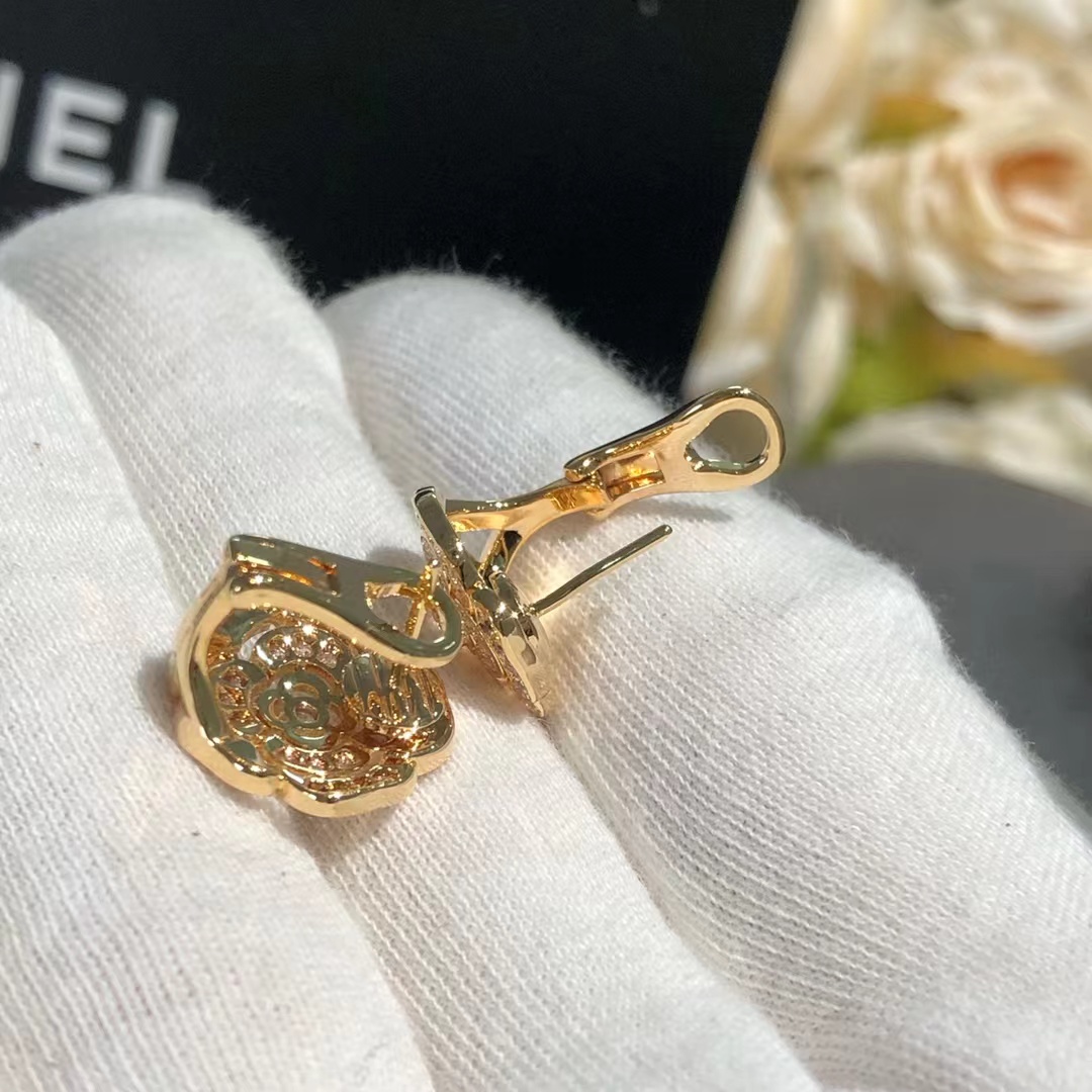 Chanel Diamond Camellia Stud Earrings - Image 8