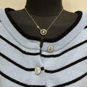 Chanel Diamond CC Round Pendant Necklace