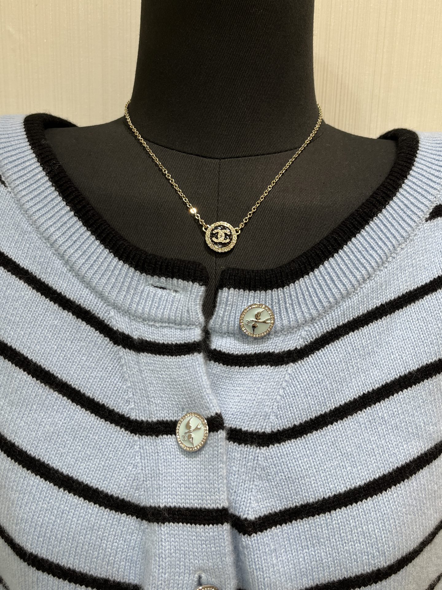 Chanel Diamond CC Round Pendant Necklace
