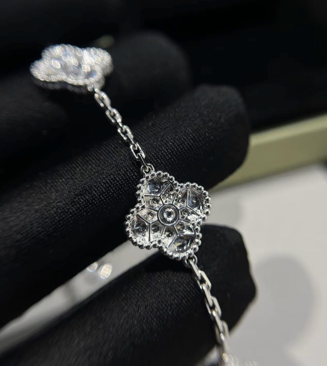 VCA White Gold Diamond Vintage Alhambra Bracelet 5 Motifs - Image 8