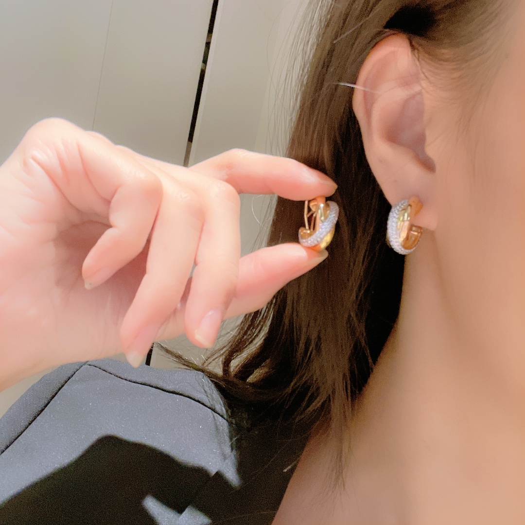 Cartier Mixed 3 Metal Color Trinity Earrings - Image 7