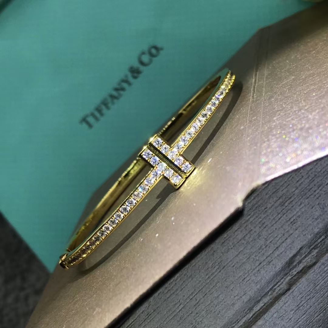 Tiffany Full Diamond Paved Double T Bangle Bracelet - Image 6