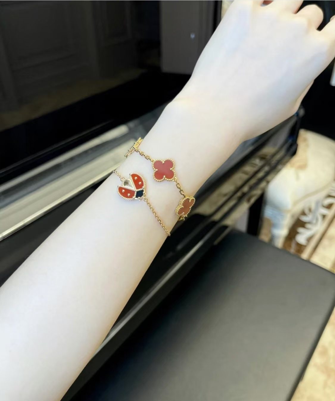 VCA Fauna Lucky Spring Bracelet, Open Wings Ladybug - Image 2