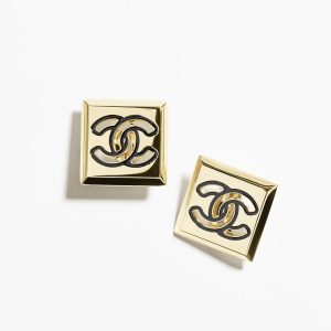 Chanel Square Pearl Stud Earrings