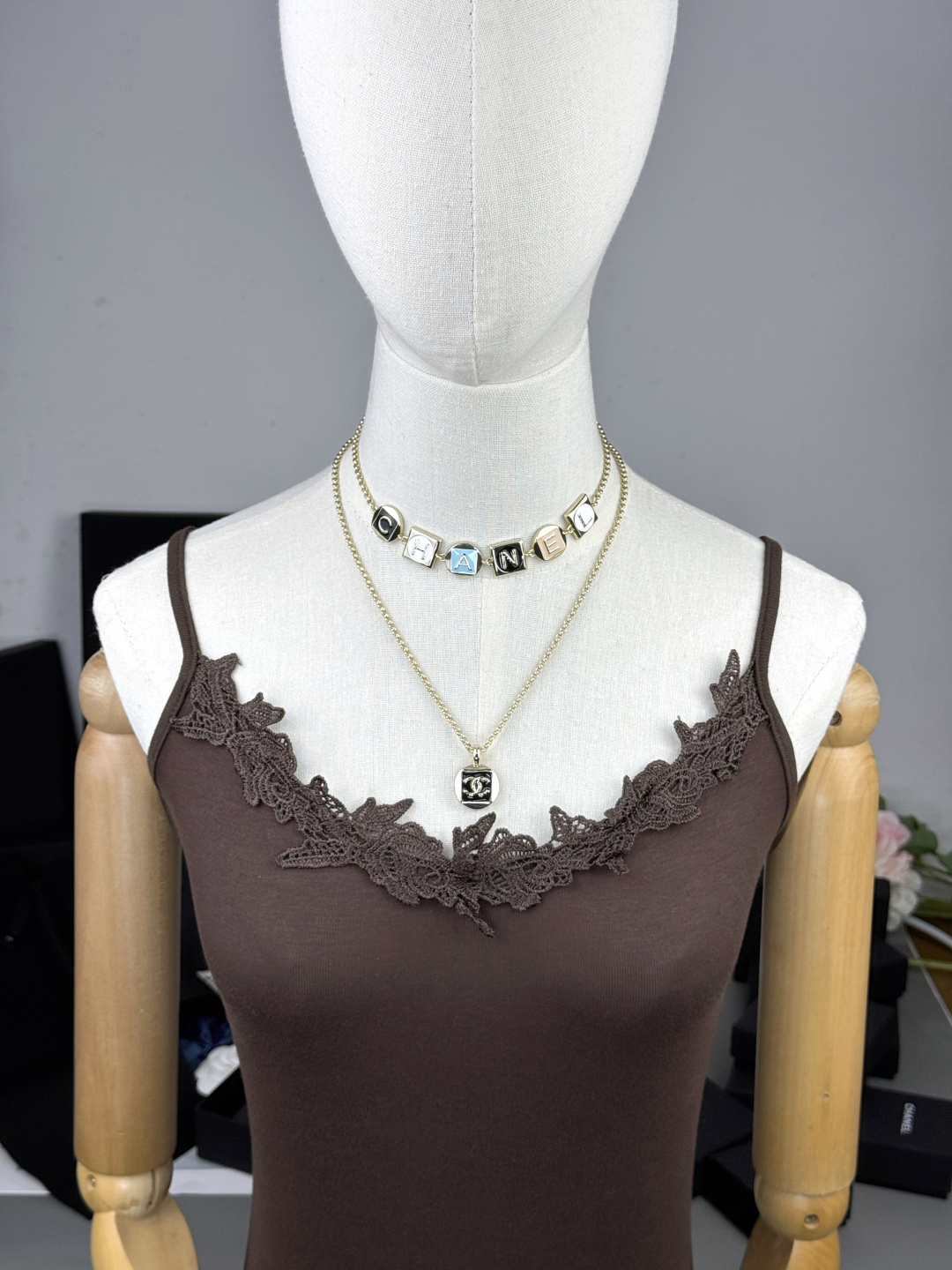 Chanel Geometric Enamel Charms Necklace - Image 9