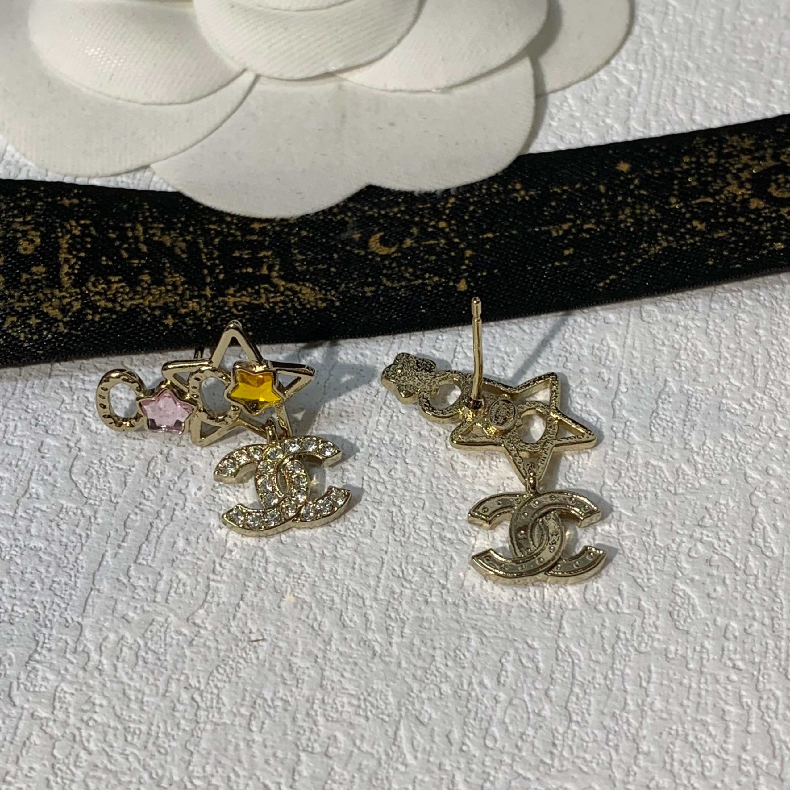 Chanel Asymmetric Color Gem Star Coco Drop Earrings - Image 5