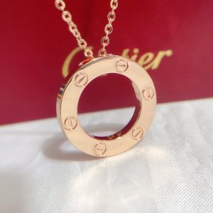 Cartier No Diamond LOVE Pendant Necklace in Pink Gold