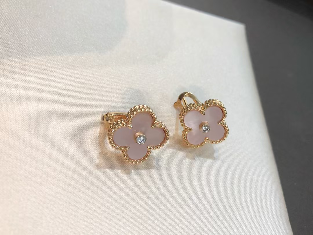 VCA Pink Mother of Pearl Clover Stud Earrings - Image 5