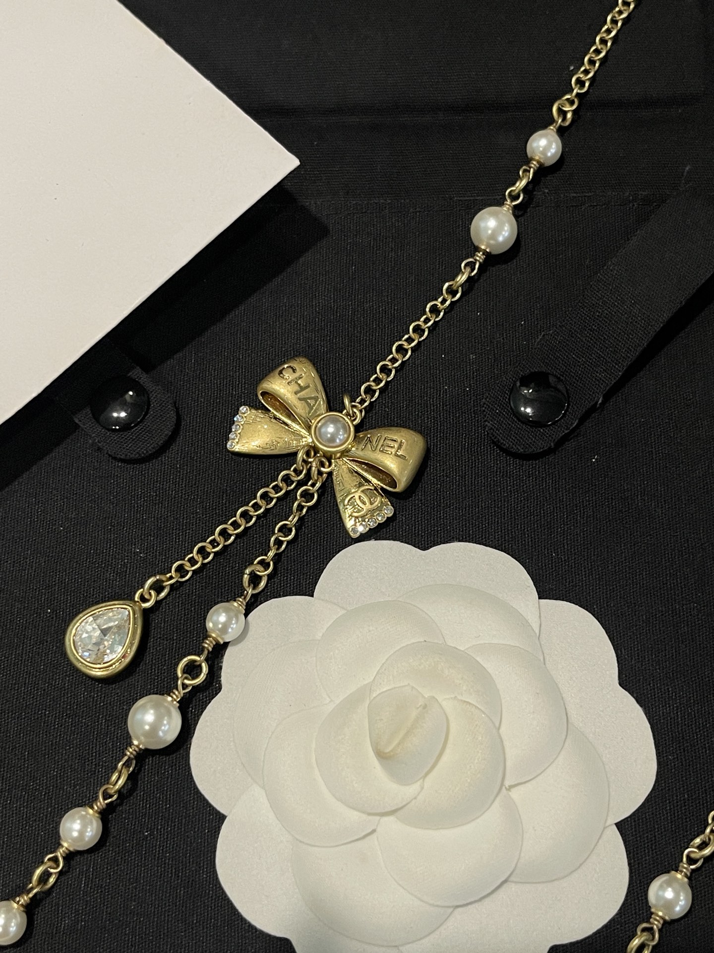 Chanel Bowknot Sweater Chain Foldable Double-Layer Long Necklace - Image 10