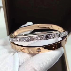 Cartier Cross Mixed Metal Color LOVE Bracelet Bangle
