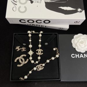 Chanel Pearl Brooch Earrings Bracelet Necklace