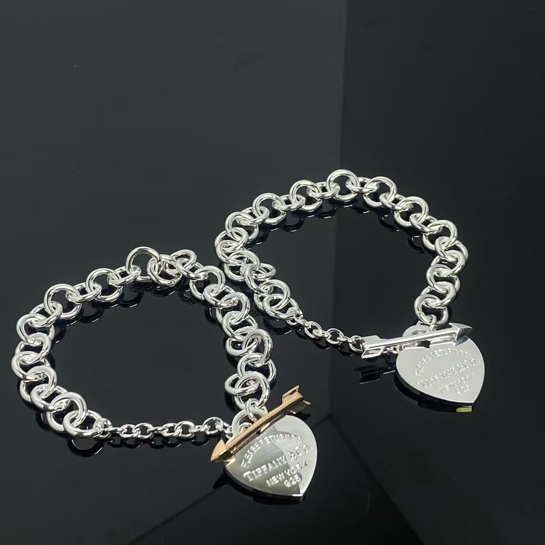 Tiffany Arrow Lovestruck Heart Tag Charm Chain Bracelet - Image 2