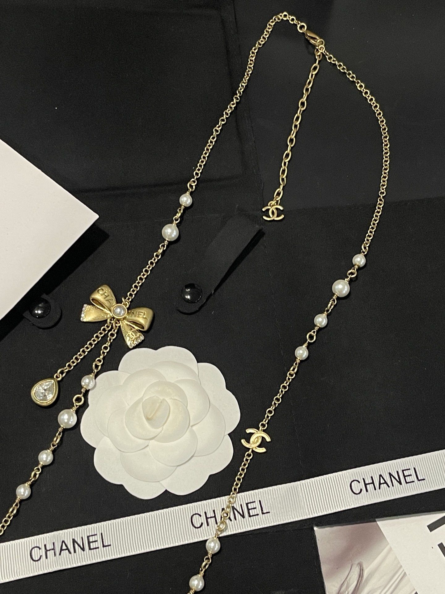 Chanel Bowknot Sweater Chain Foldable Double-Layer Long Necklace - Image 12