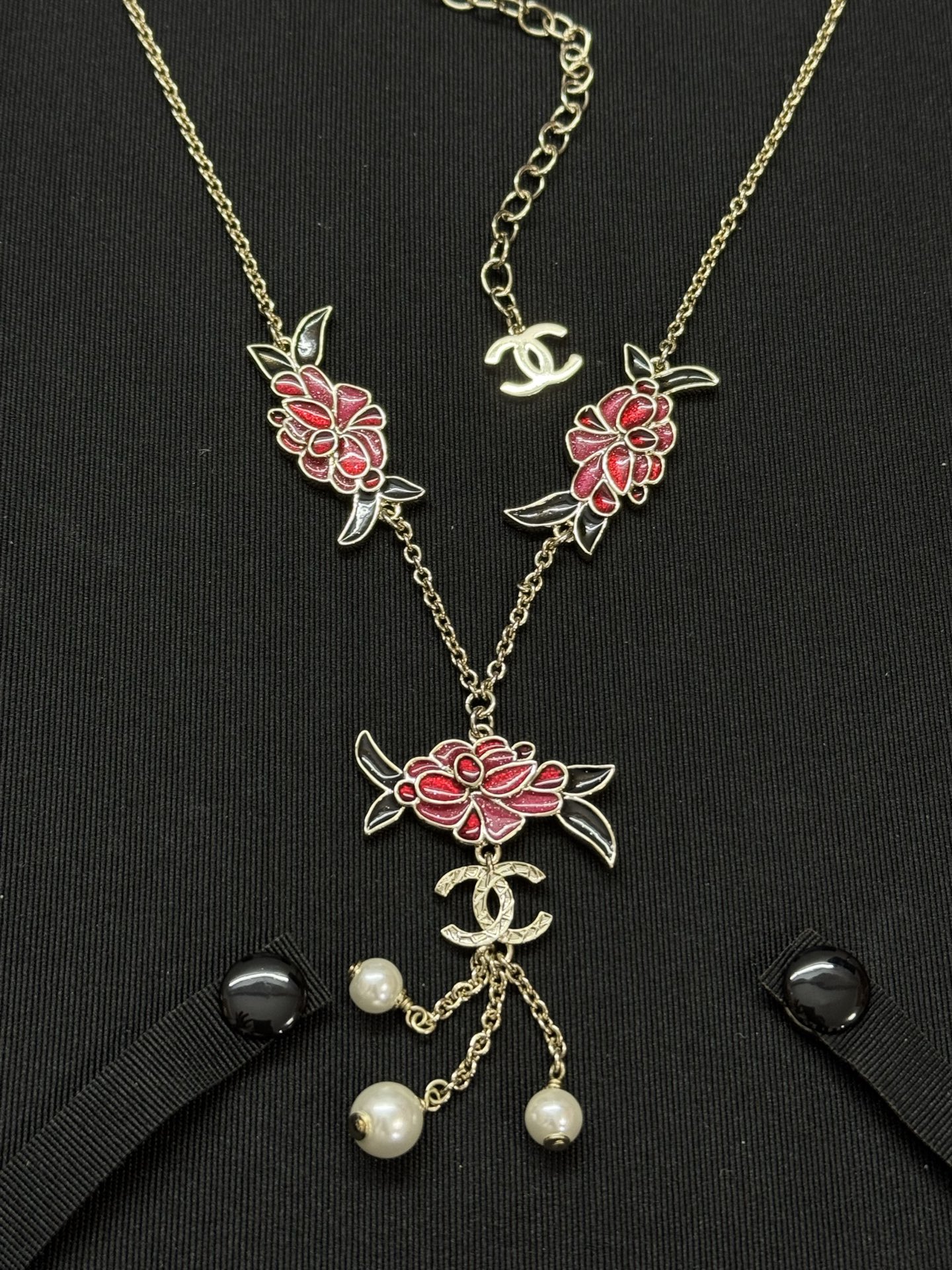 Chanel Flower Pearl Tassel Sweater Chain Necklace - Image 4