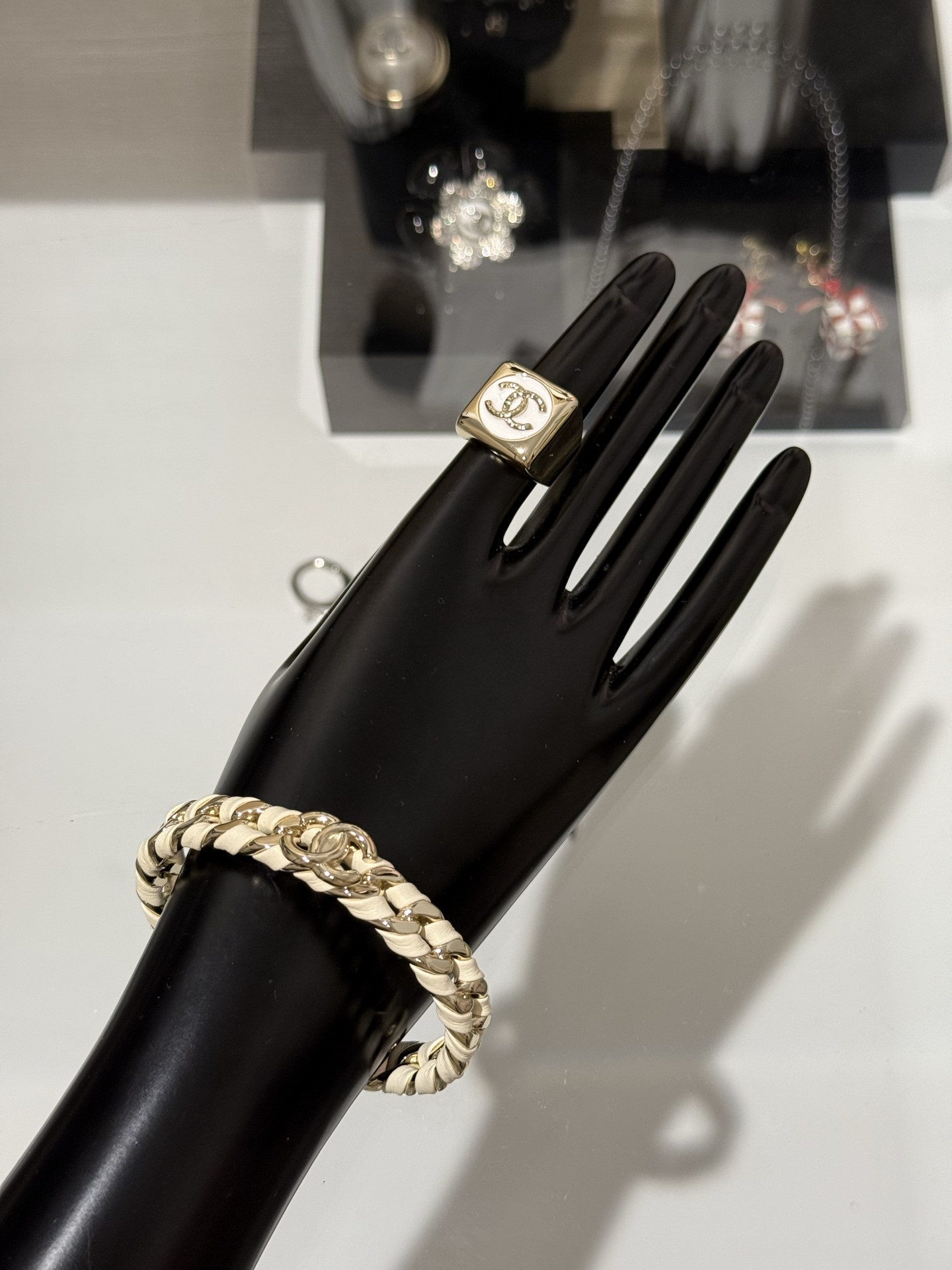 Chanel 26C Leather with Chain Bracelet Cuff Bangle - Image 8