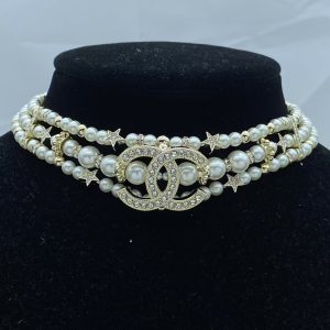 Chanel Coco Three Rows Choker Pearl Necklace