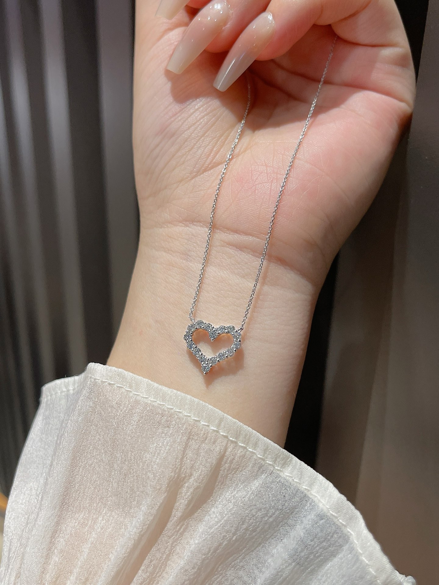 Tiffany Mini Full Diamond Love Heart Pendant Necklace - Image 4