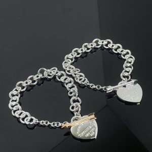 Tiffany Arrow Lovestruck Heart Tag Charm Chain Bracelet