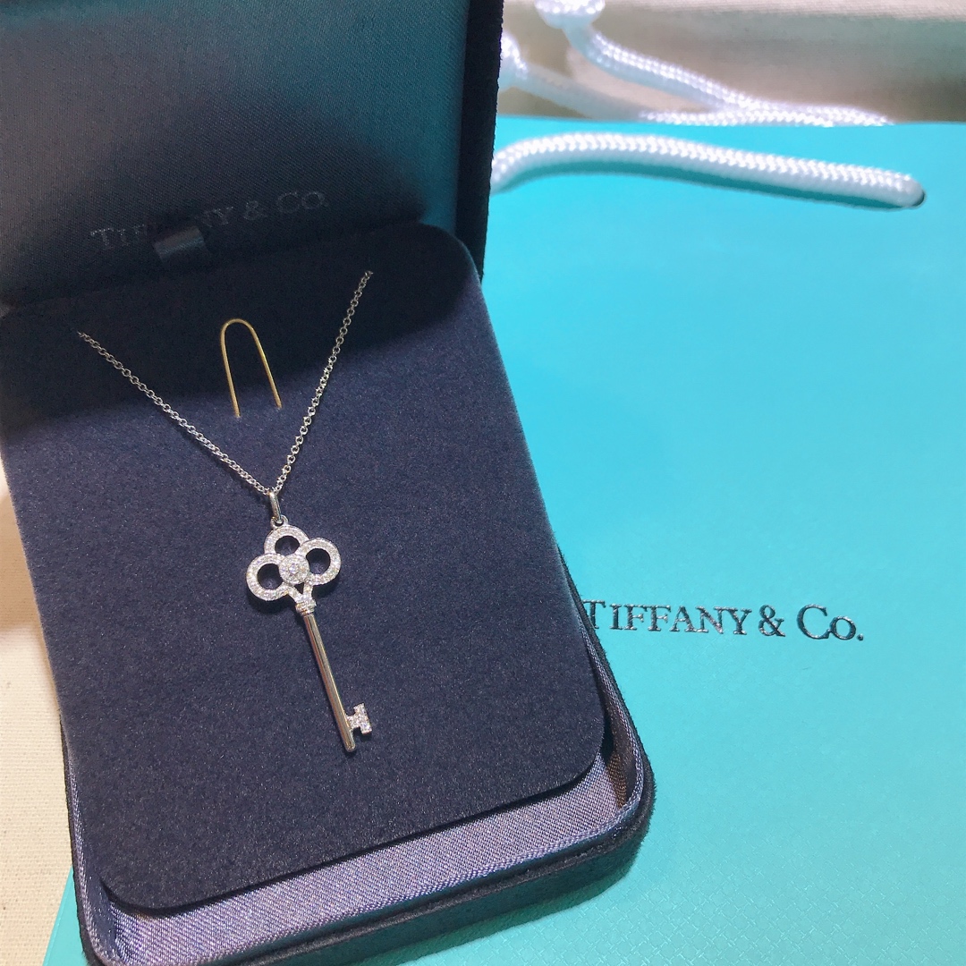 Tiffany Crown Key Pendant Necklace