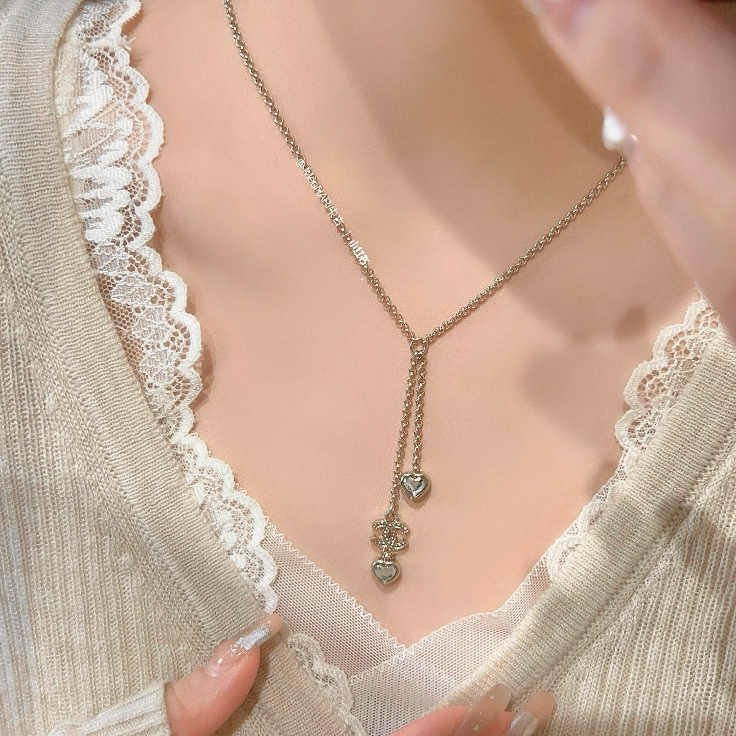 Chanel CC Love Heart Pendant Y Drop Necklace - Image 3
