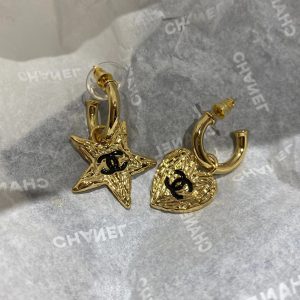 Chanel Asymmetric Star and Love Heart Dangle Earrings