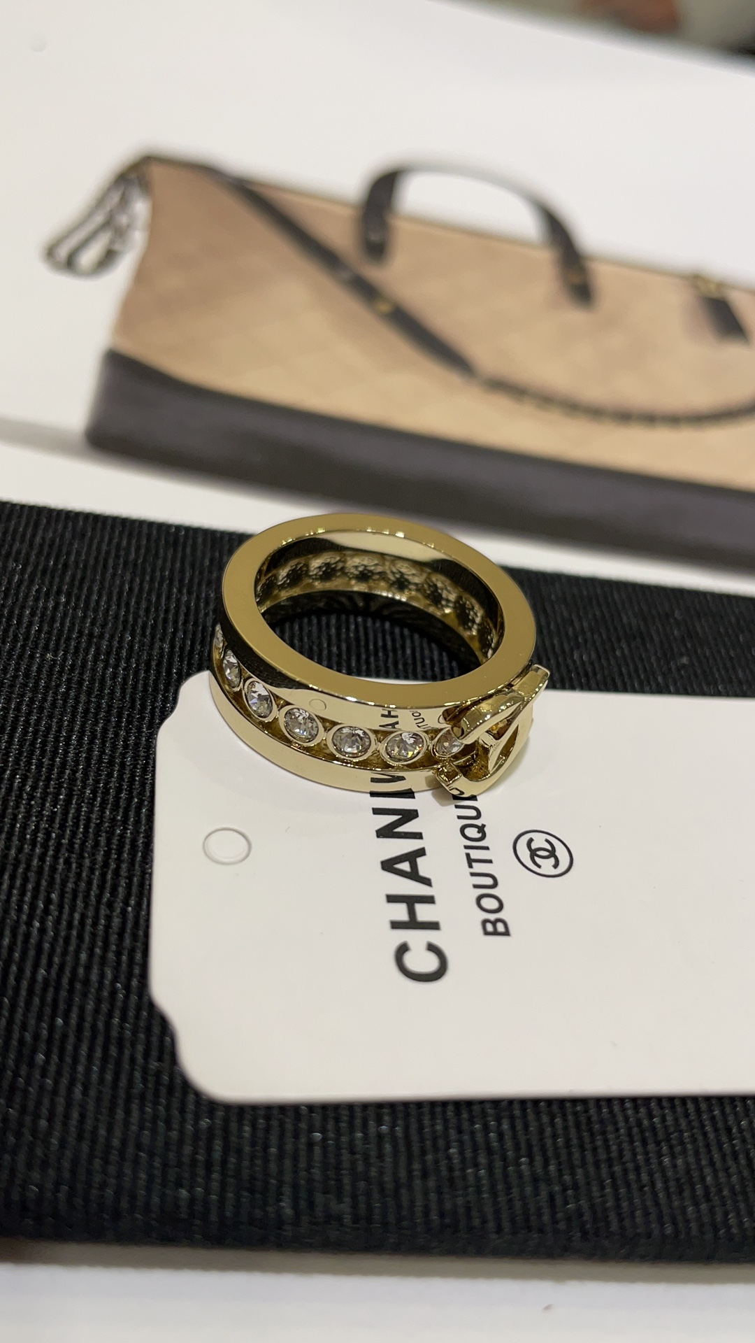 Chanel Full Diamond Wide Coco Ring - Image 12