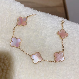 VCA Pink Mother of Pearl Vintage Alhambra Bracelet 5 Motifs