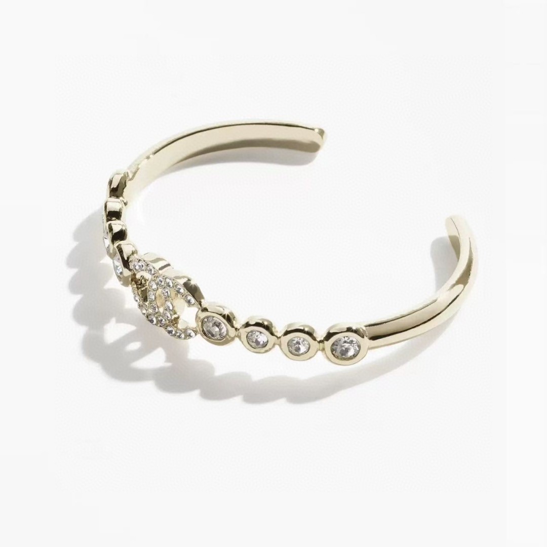 Chanel Rhinestone Open Cuff Bangle Bracelet - Image 8