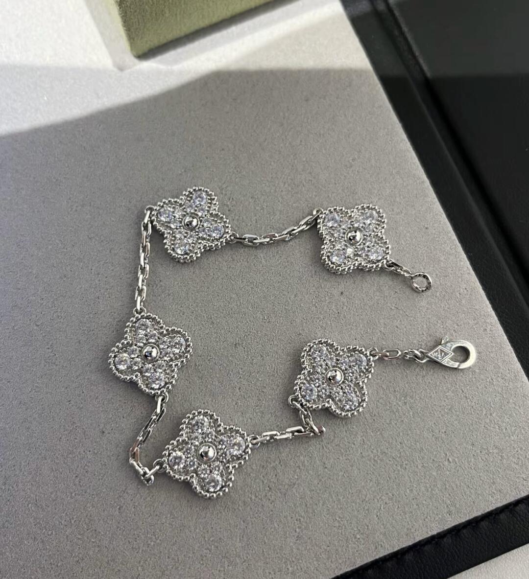 VCA White Gold Diamond Vintage Alhambra Bracelet 5 Motifs - Image 5