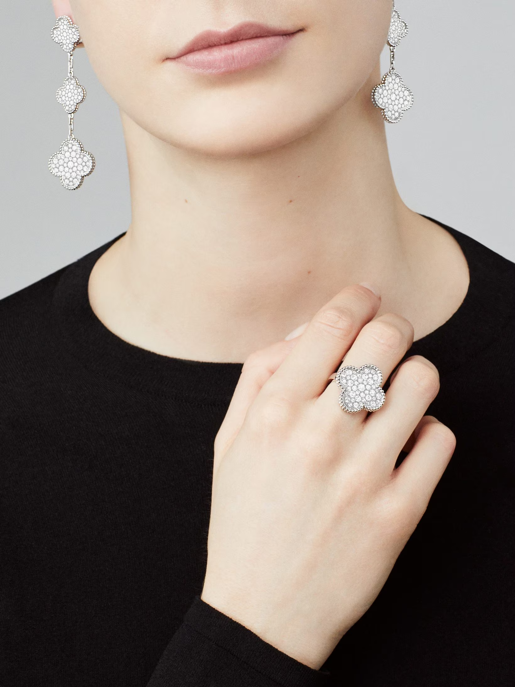 VCA Full Diamond Silver Magic Alhambra Ring - Image 5