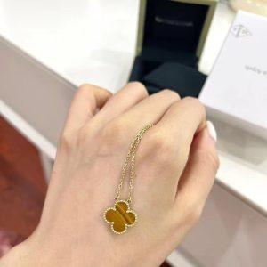 VCA Tiger Eye Clover Vintage Alhambra Pendant Necklace