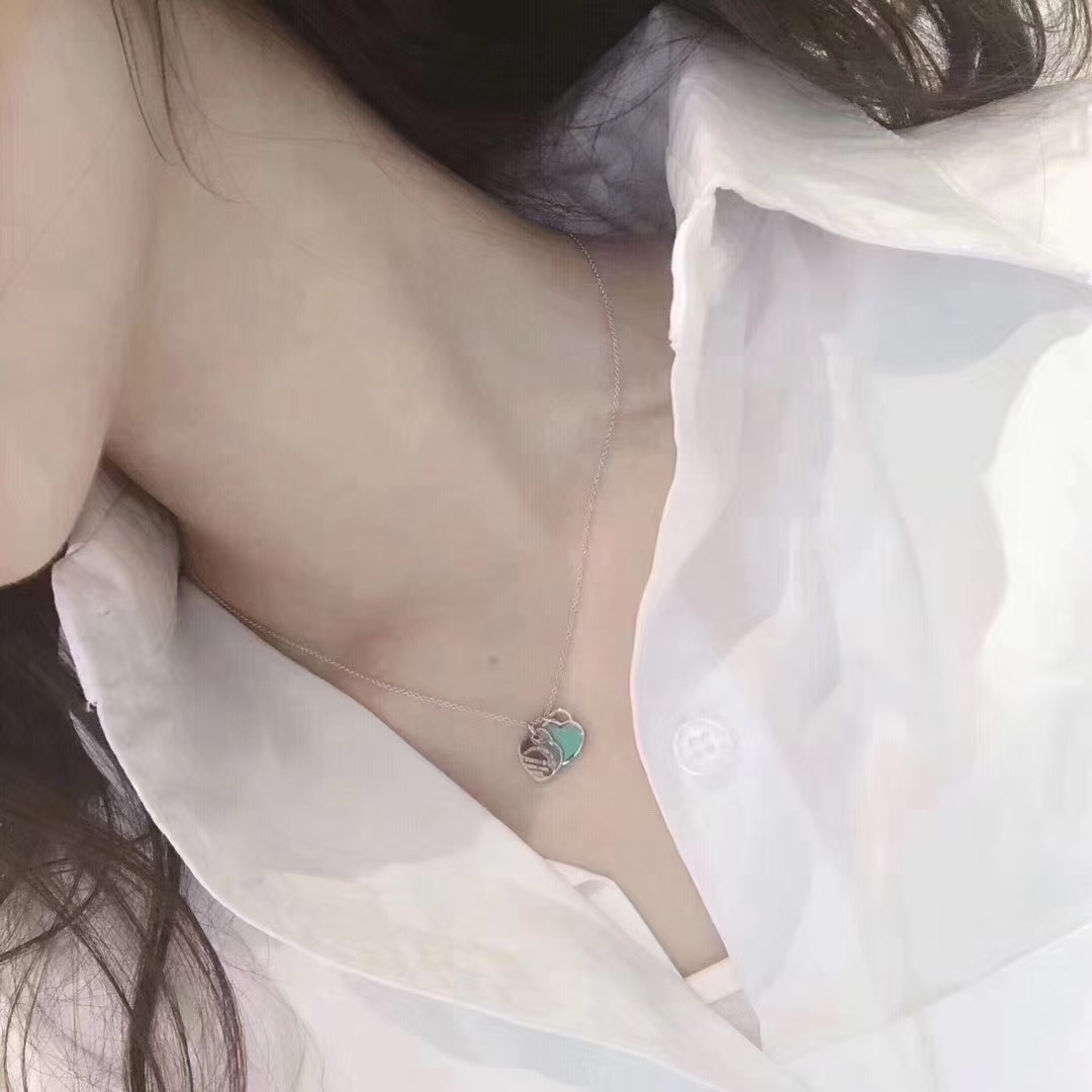 Tiffany Double Heart Tag Pendant Necklace - Image 9