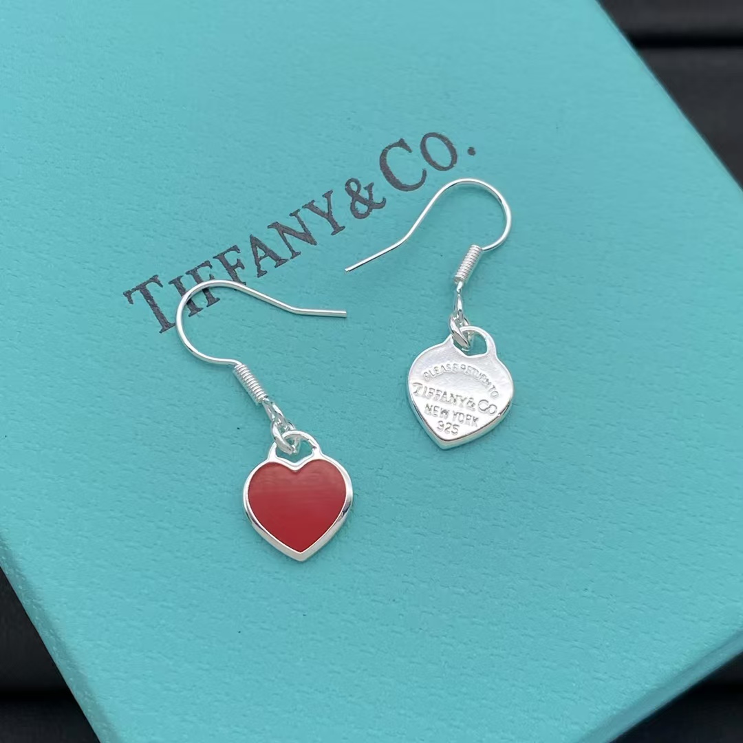 Tiffany Hook Heart Drop Earrings - Image 6