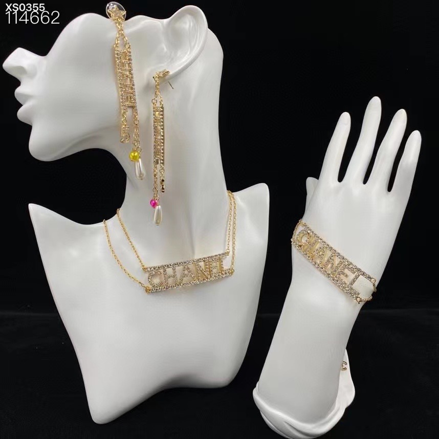 Chanel Monogram Earrings Bracelet Necklace - Image 6