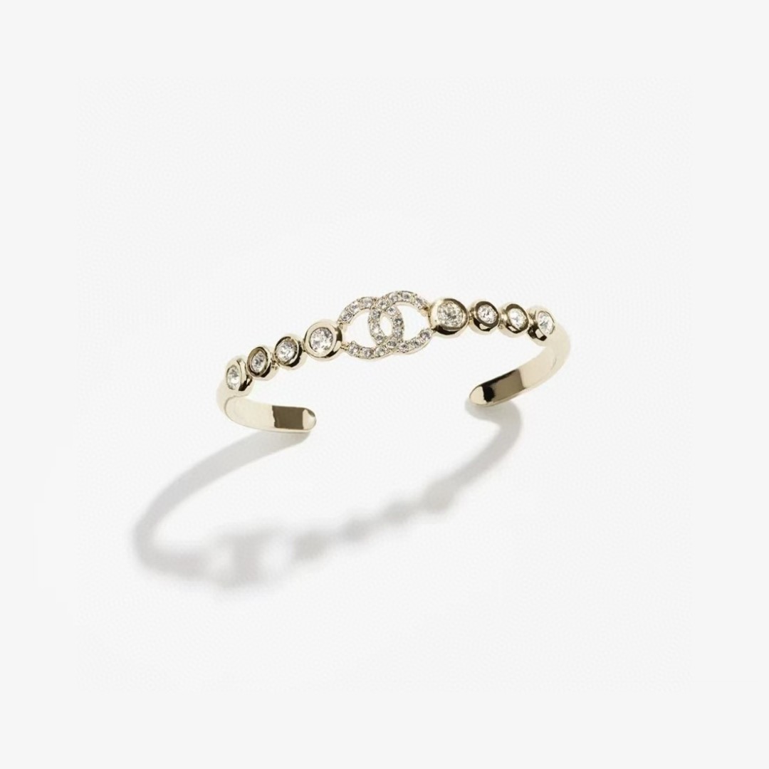 Chanel Rhinestone Open Cuff Bangle Bracelet - Image 9