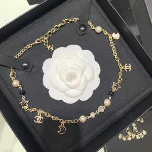 Chanel Moon Star Pearl Charms Necklace
