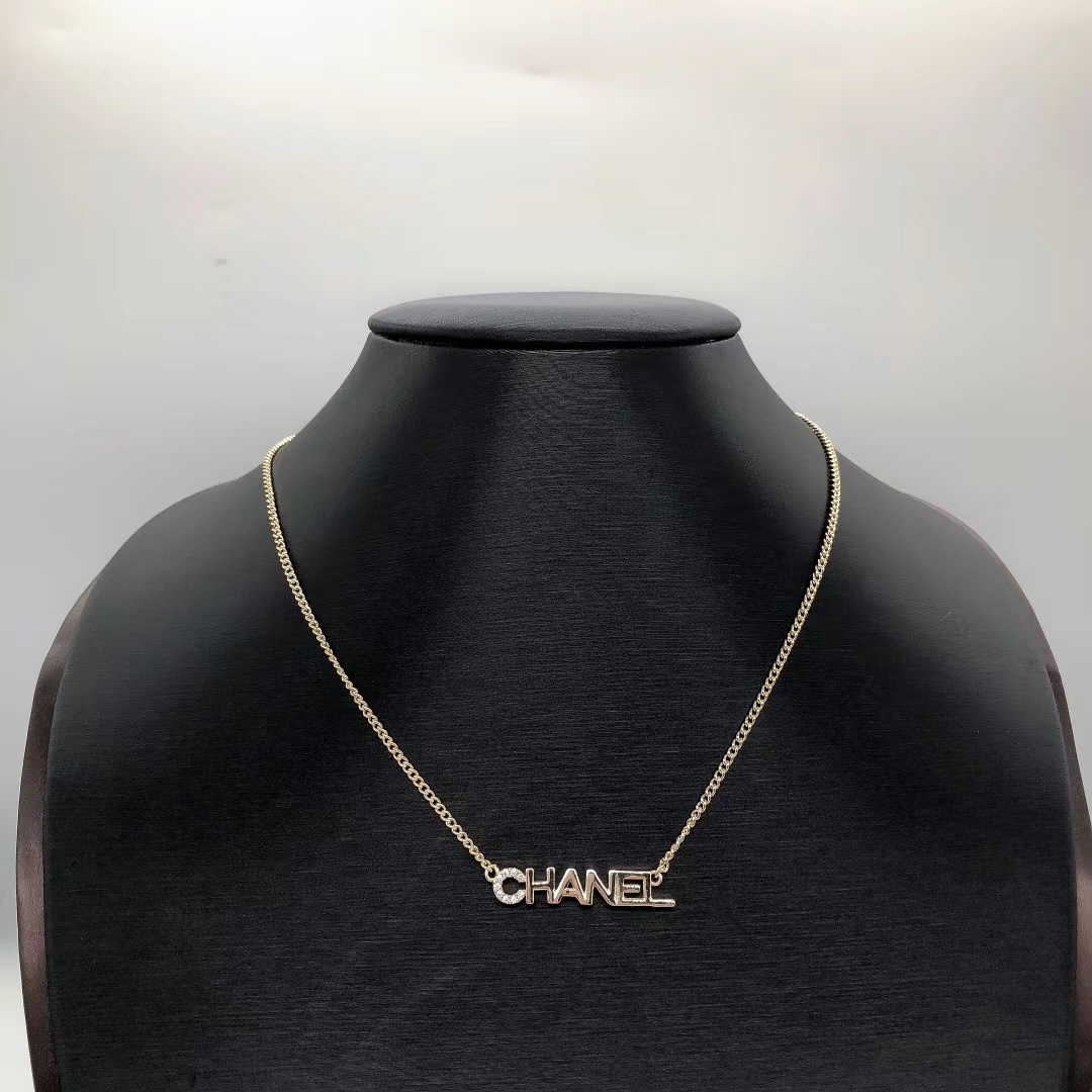 Chanel Letters Pendant Gold Chain Necklace - Image 2