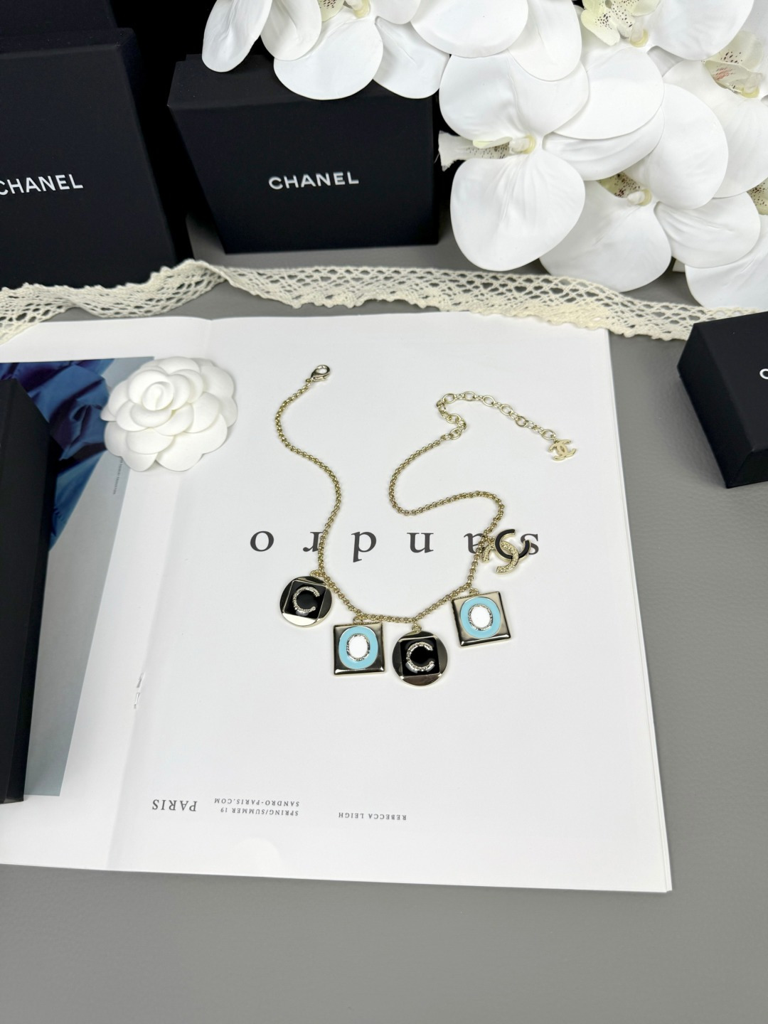 Chanel Coco Geometric Enamel 5 Charms Necklace - Image 8