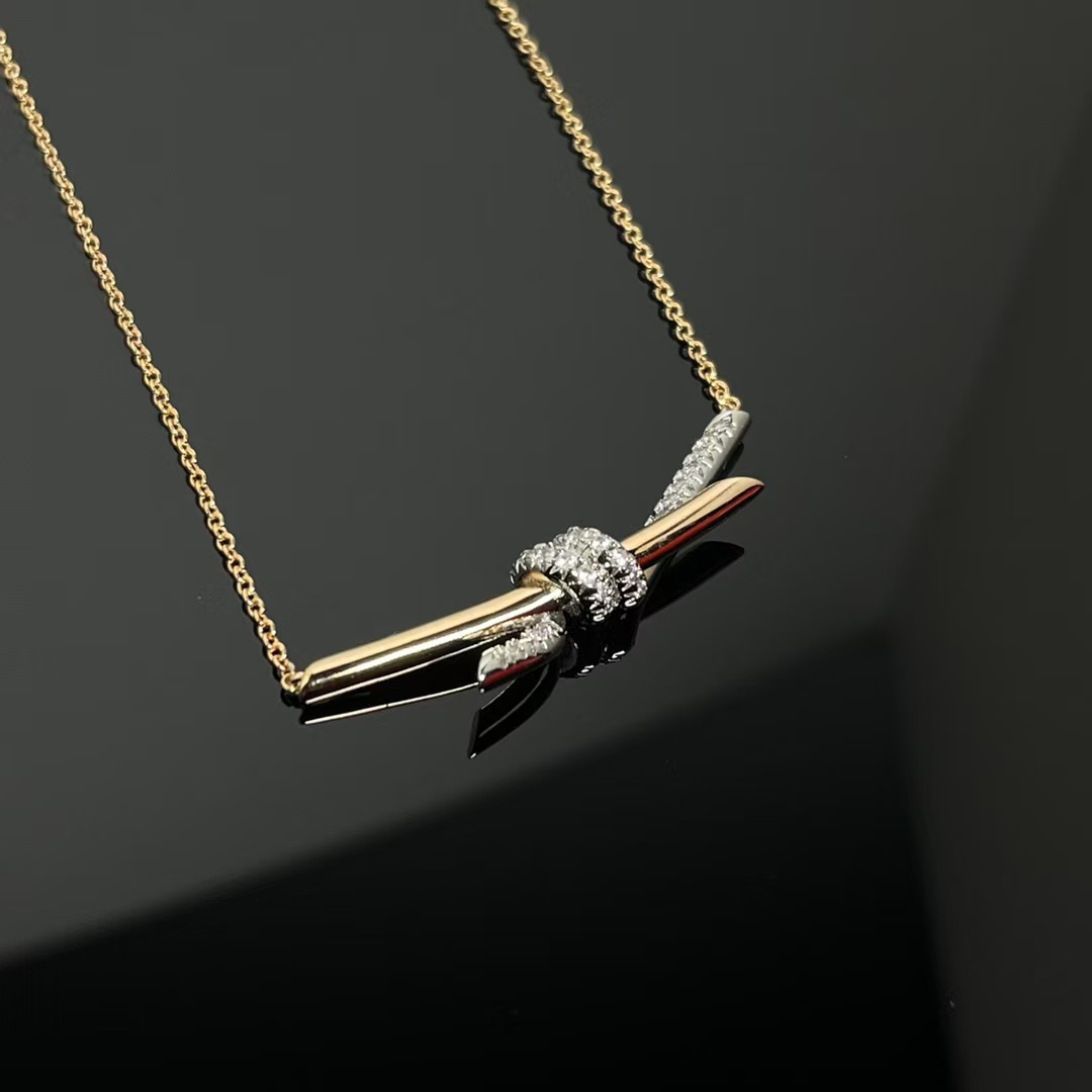 Tiffany Knot Pendant Necklace - Mixed Metal Color - Image 2