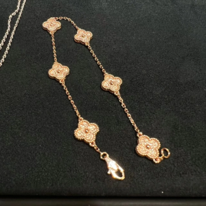 Dupe VCA Sweet Alhambra Bracelet, 6 Motifs, Rose Gold