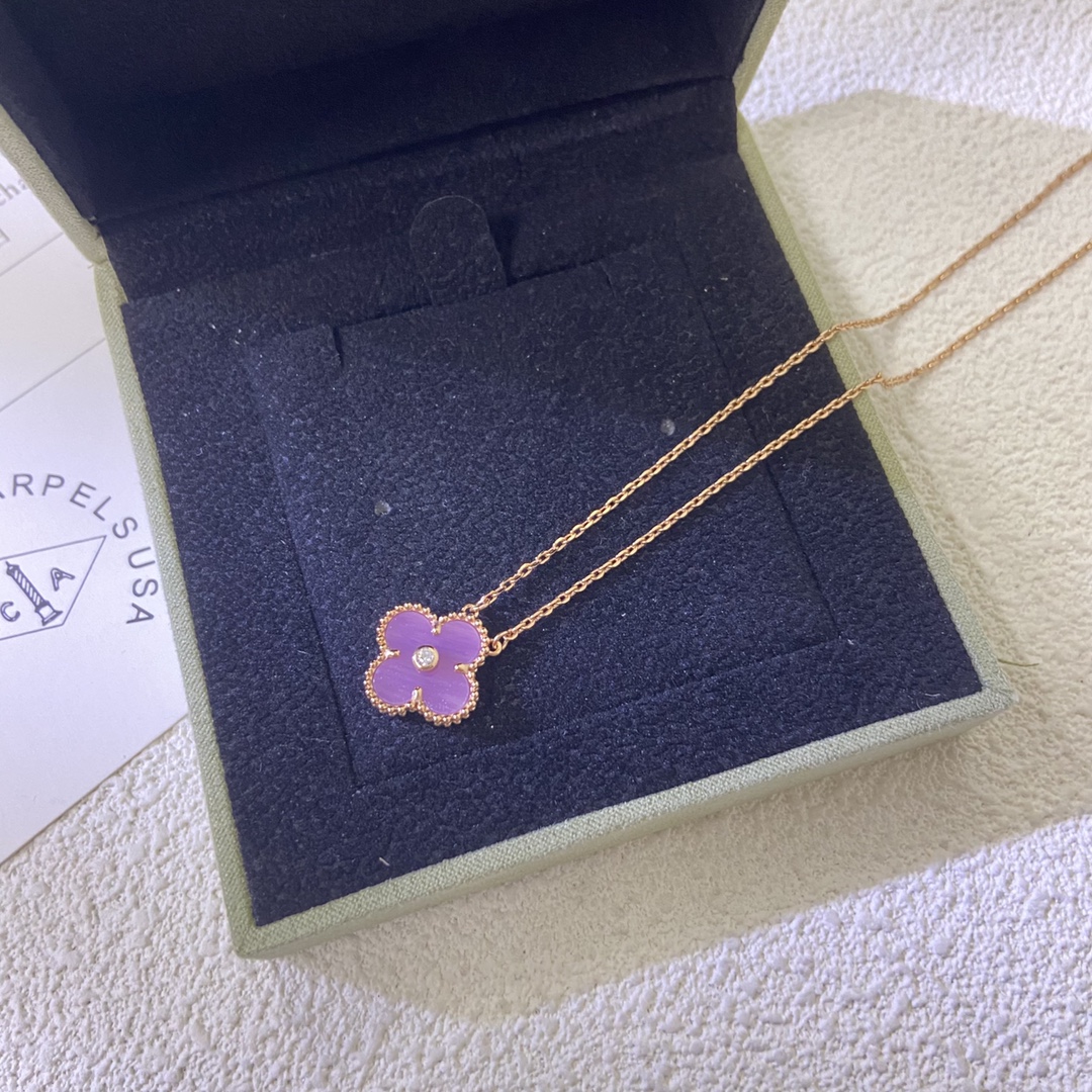 VCA Diamond Purple Vintage Alhambra Pendant Necklace - Image 3